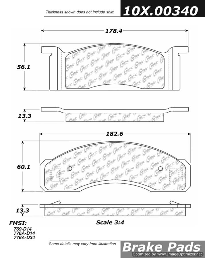 102.00340 CTek Brake Pads Centric Pair