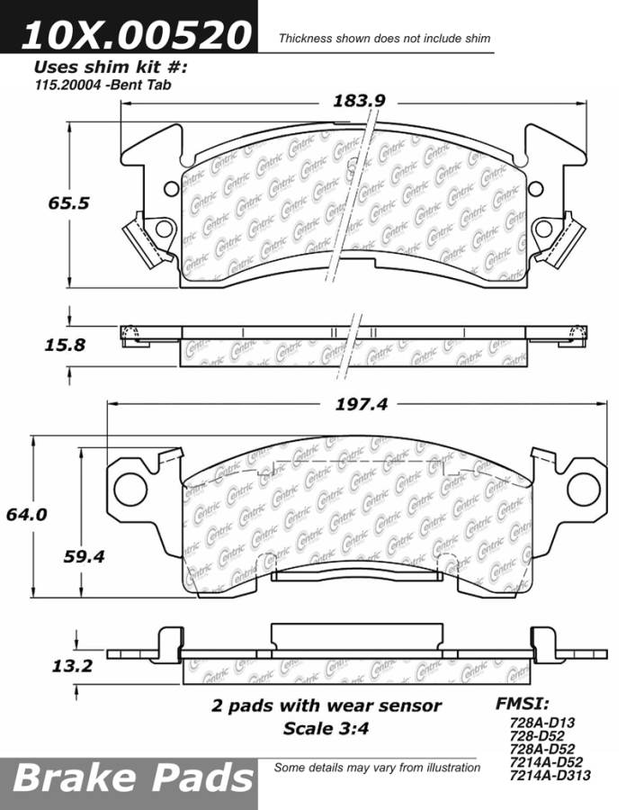 102.00520 CTek Brake Pads Centric Pair