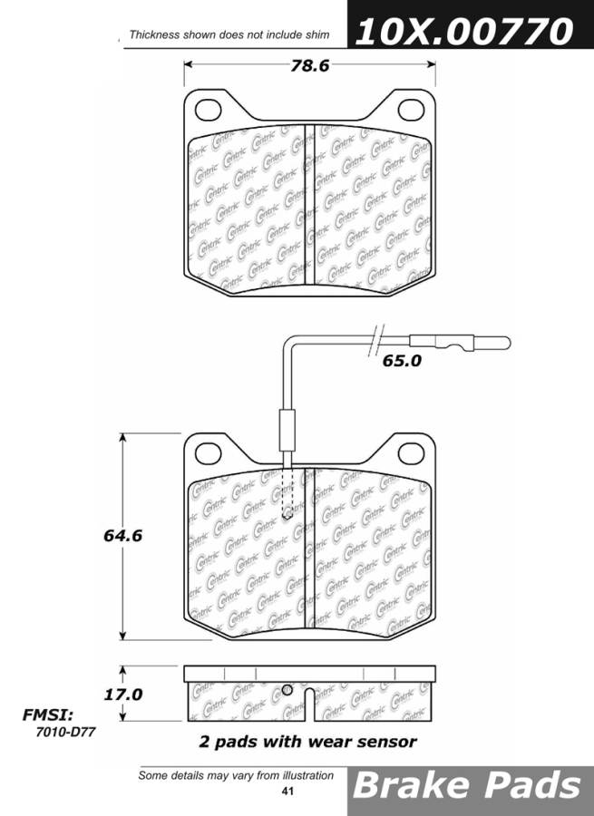 102.00770 CTek Brake Pads Centric Pair