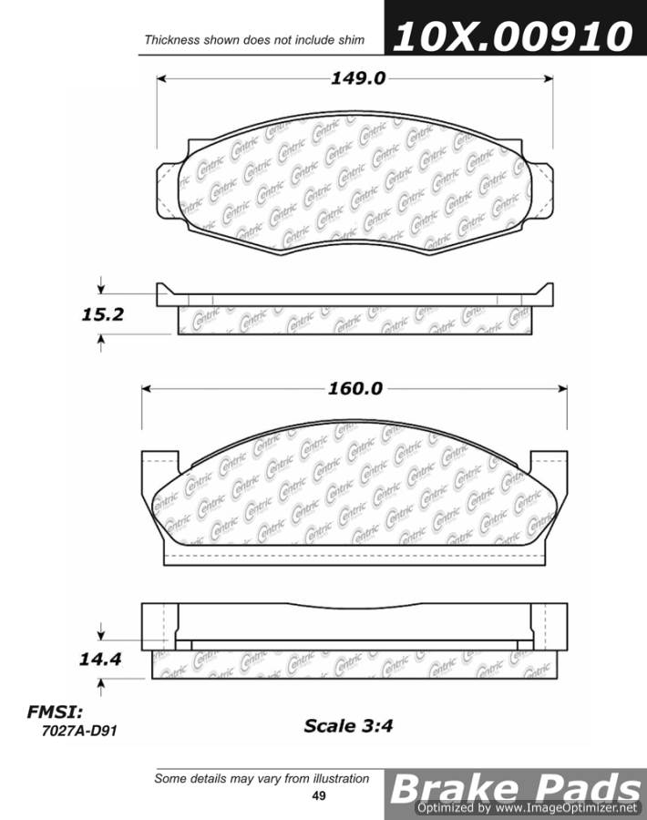 102.00910 CTek Brake Pads Centric Pair