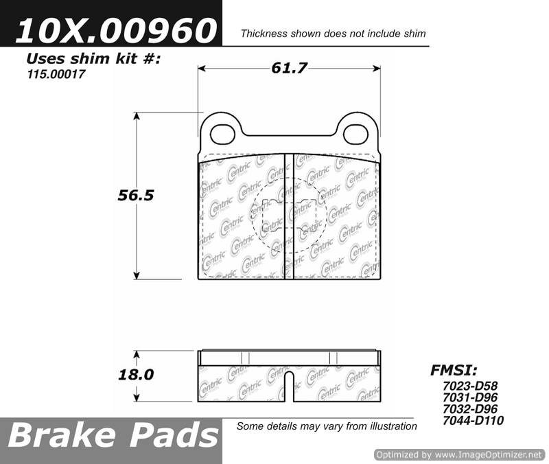 102.00960 CTek Brake Pads Centric Pair