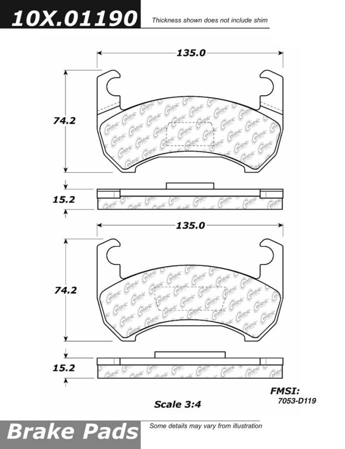 102.01190 CTek Brake Pads Centric Pair