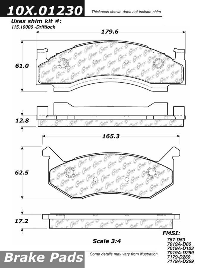 102.01230 CTek Brake Pads Centric Pair