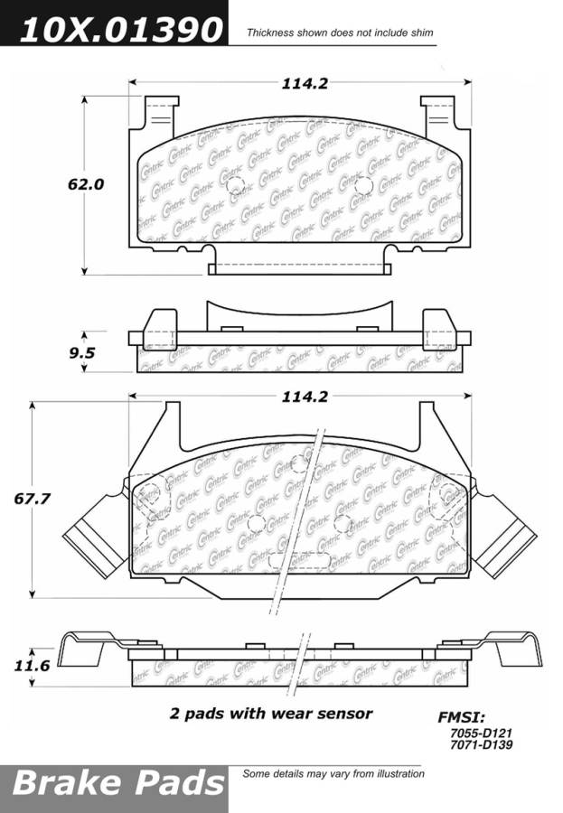 102.01390 CTek Brake Pads Centric Pair