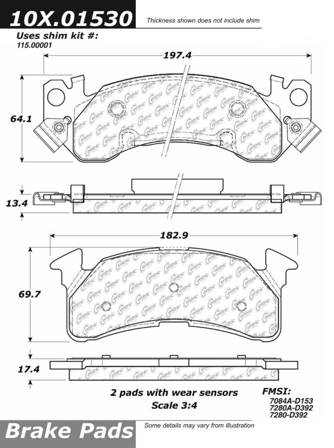 102.01530 CTek Brake Pads Centric Pair