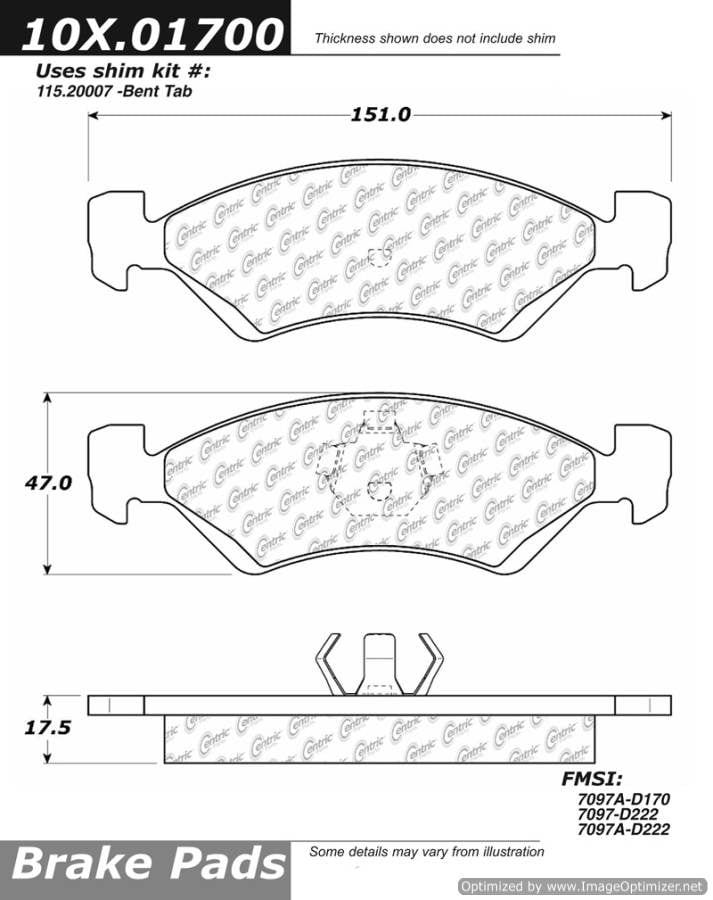 102.01700 CTek Brake Pads Centric Pair