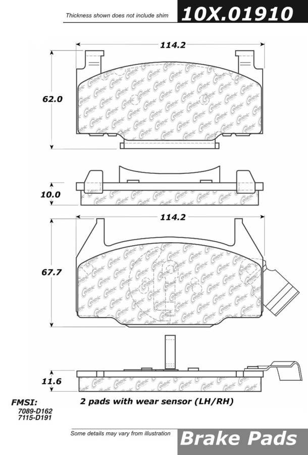 102.01910 CTek Brake Pads Centric Pair