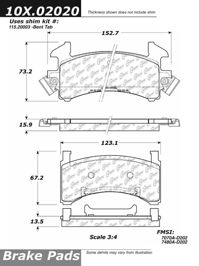 102.02020 CTek Brake Pads Centric Pair