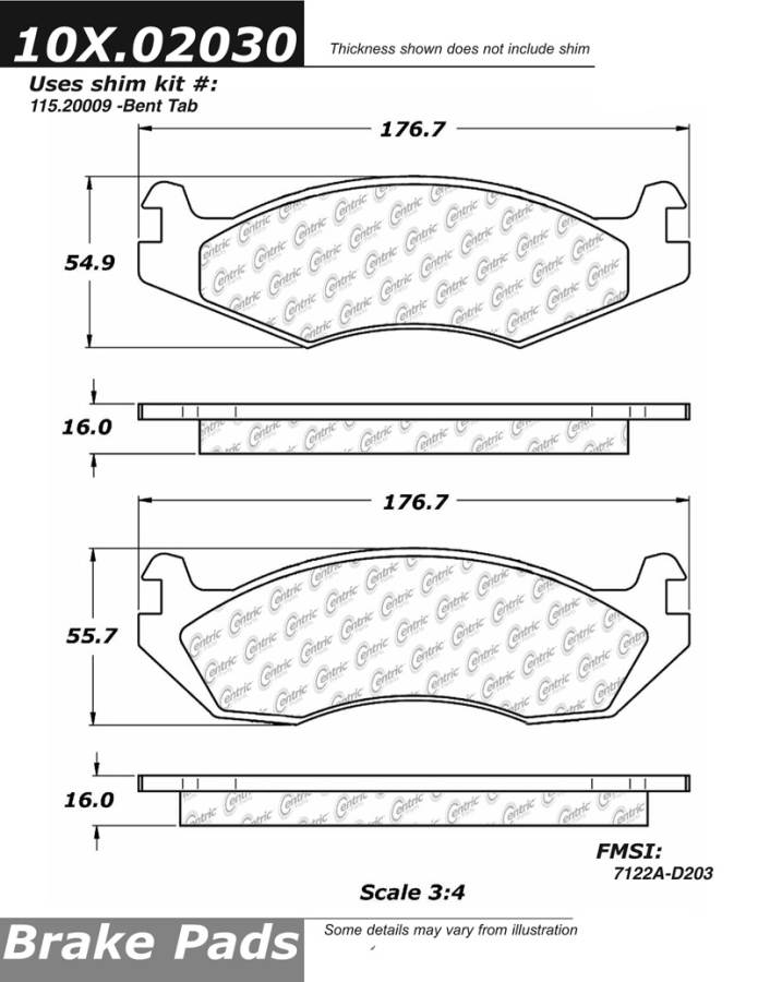 102.02030 CTek Brake Pads Centric Pair