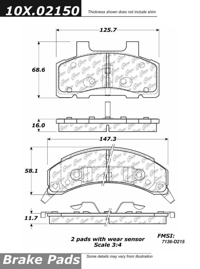 102.02150 CTek Brake Pads Centric Pair