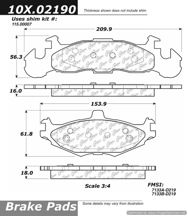 102.02190 CTek Brake Pads Centric Pair