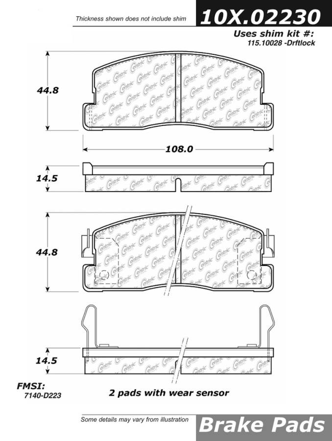 102.02230 CTek Brake Pads Centric Pair