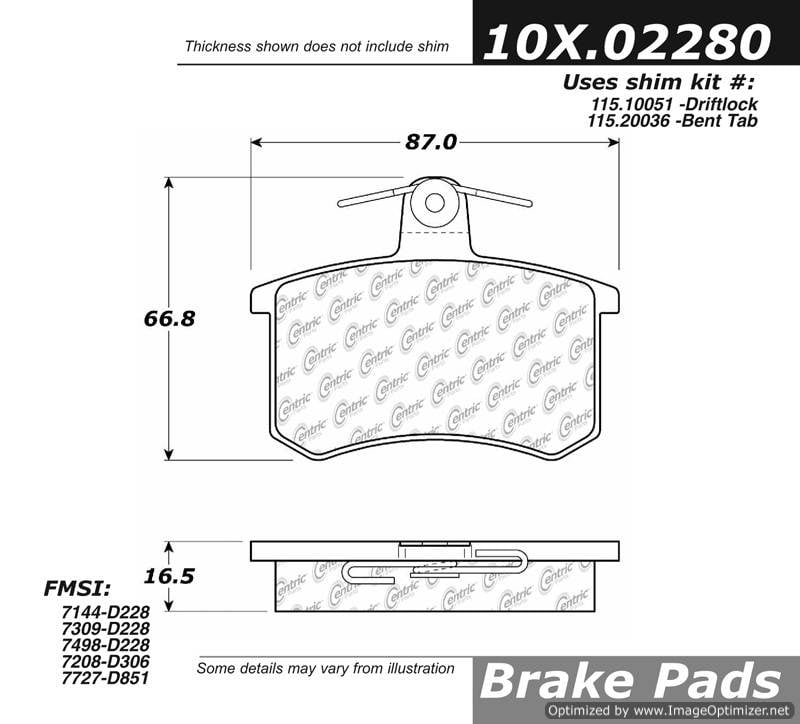 100.02280 OEM Brake Pads Centric Pair