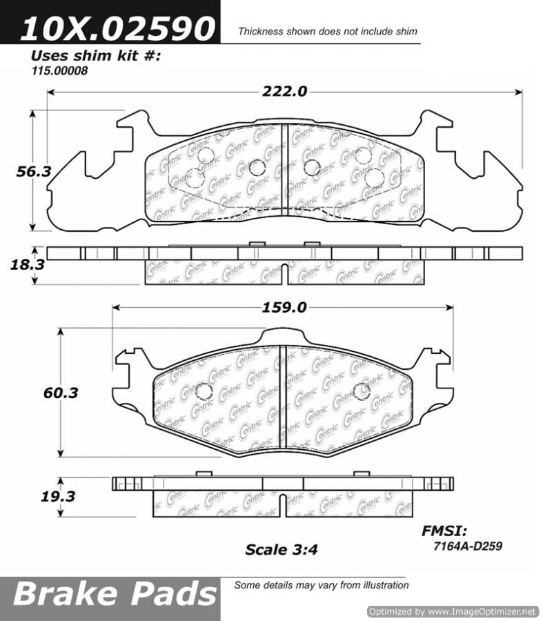 102.02590 CTek Brake Pads Centric Pair