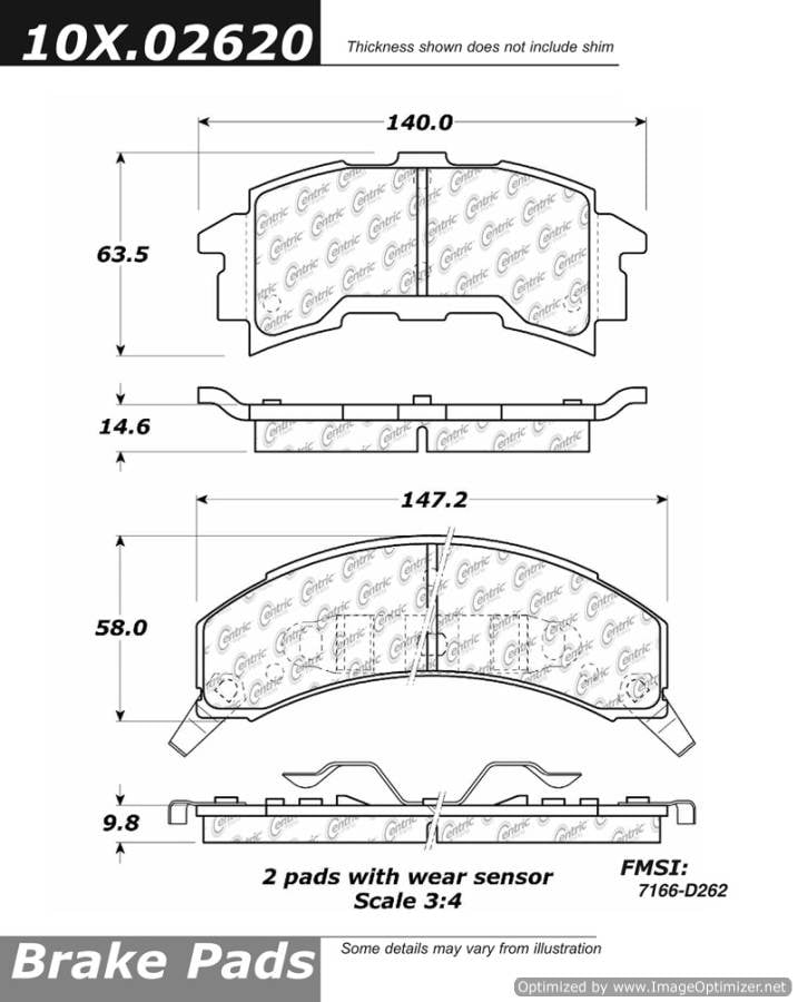 102.02620 CTek Brake Pads Centric Pair