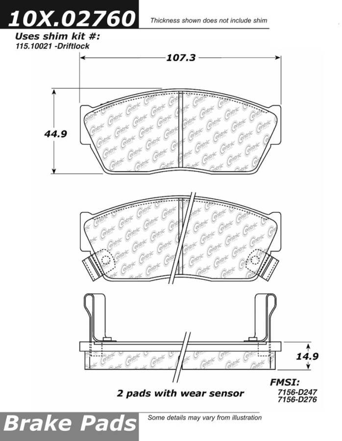 102.02760 CTek Brake Pads Centric Pair