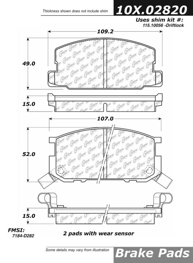 102.02820 CTek Brake Pads Centric Pair