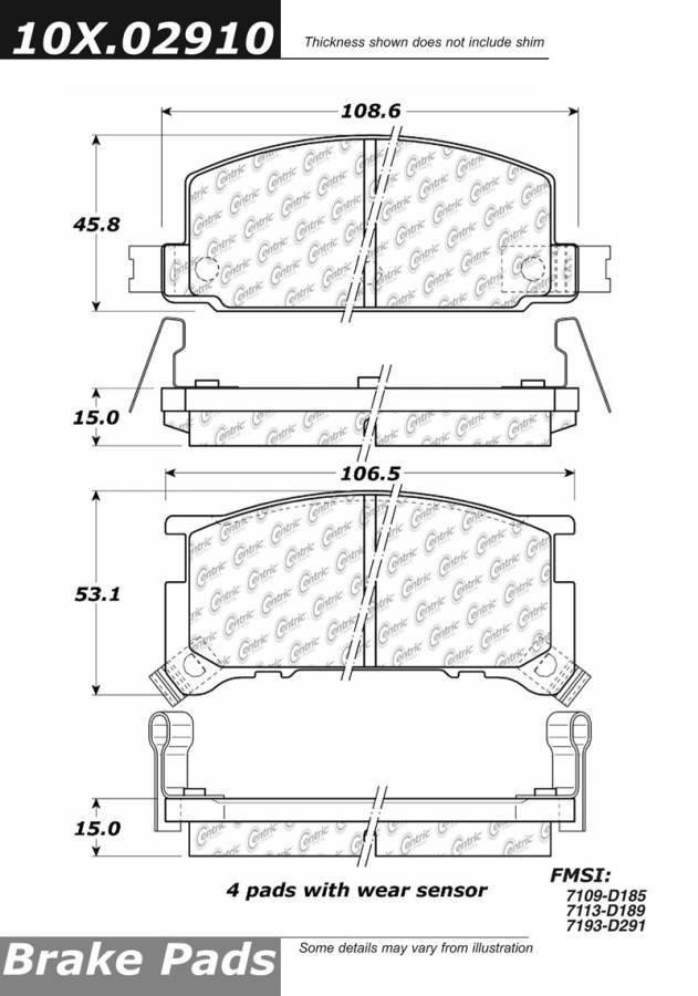 102.02910 CTek Brake Pads Centric Pair