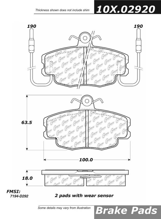 102.02920 CTek Brake Pads Centric Pair