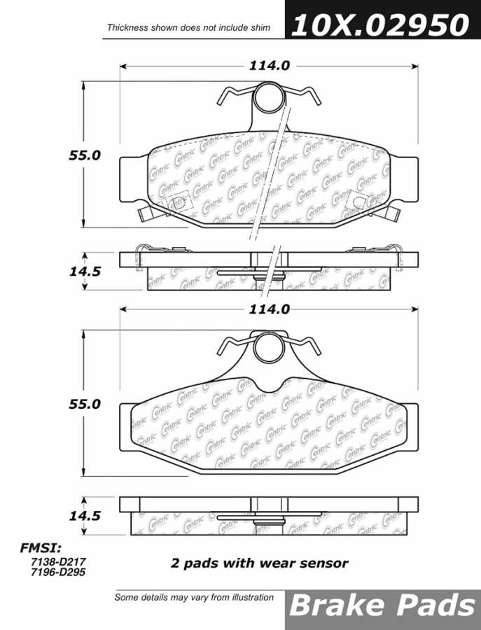 102.02950 CTek Brake Pads Centric Pair