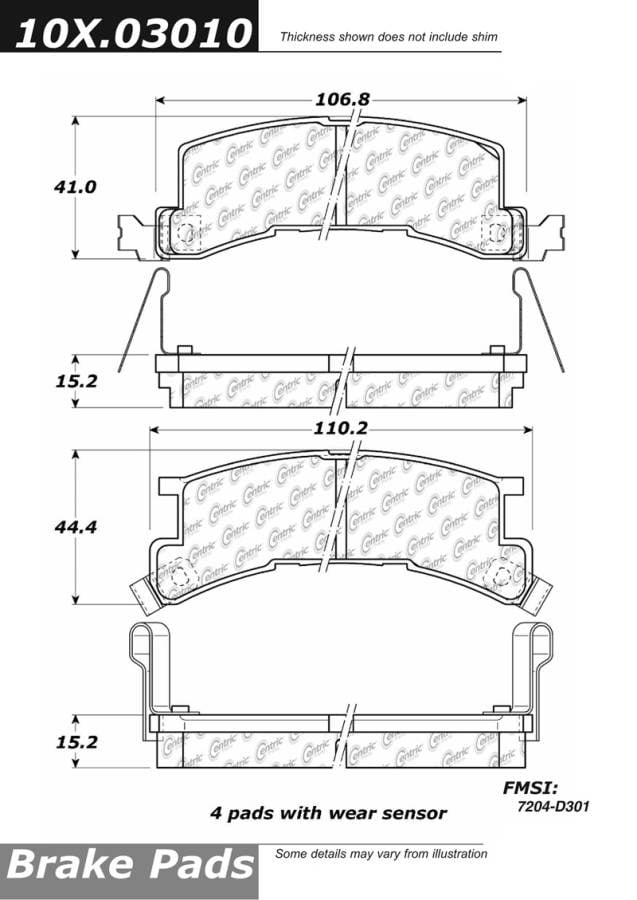 102.03010 CTek Brake Pads Centric Pair