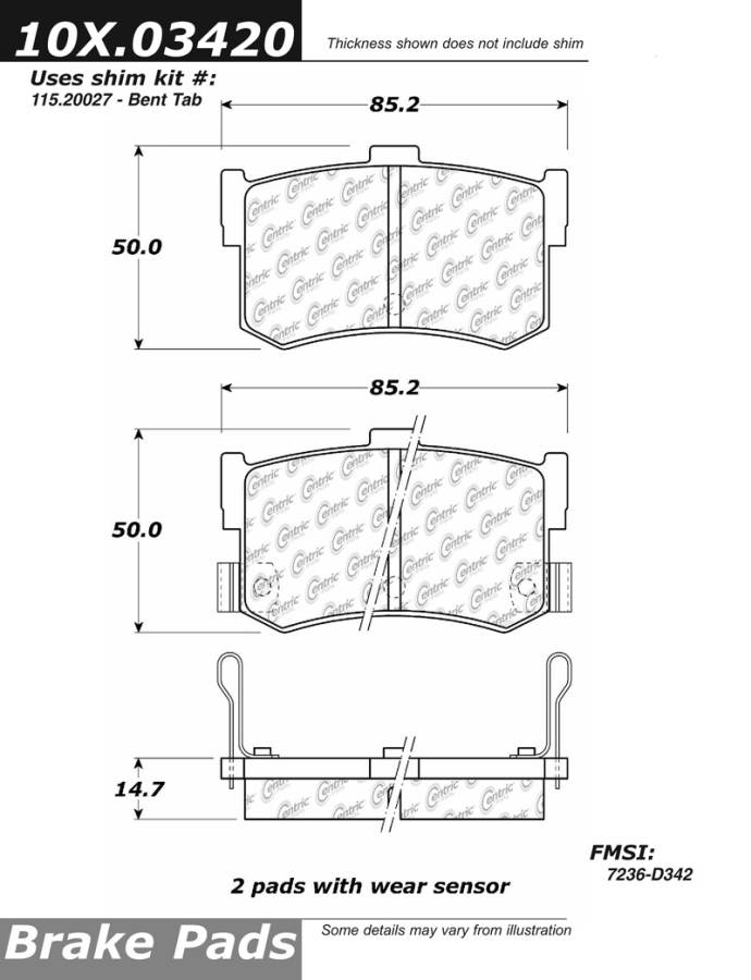 102.03420 CTek Brake Pads Centric Pair