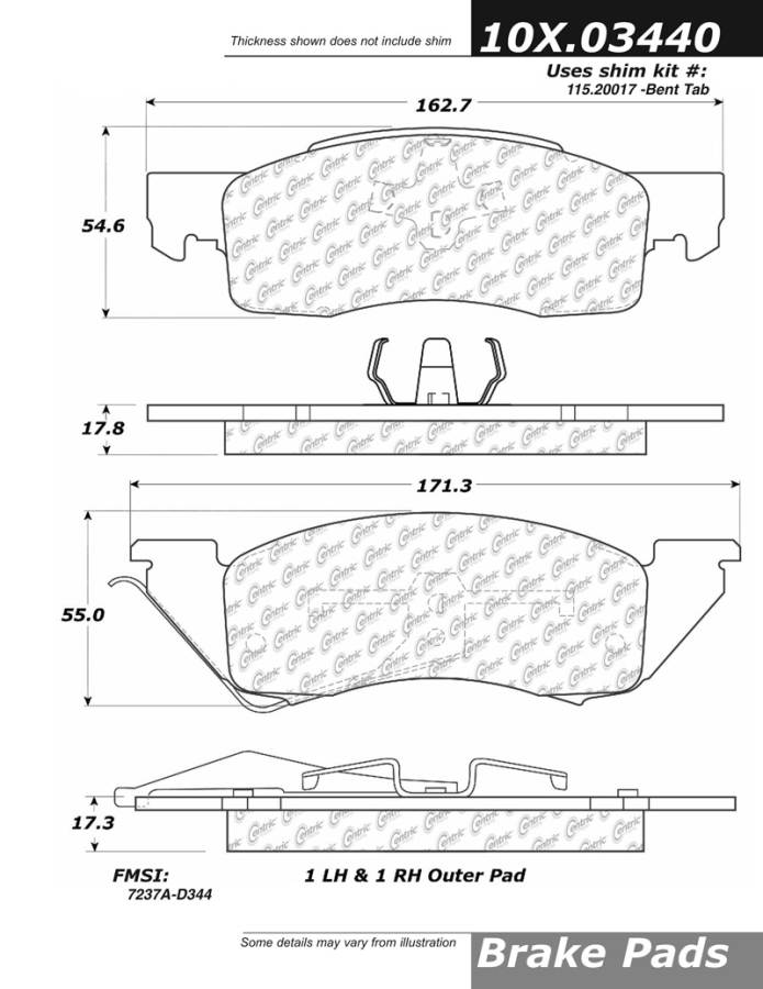 102.03440 CTek Brake Pads Centric Pair