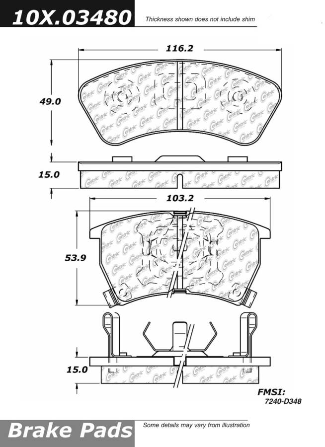 102.03480 CTek Brake Pads Centric Pair