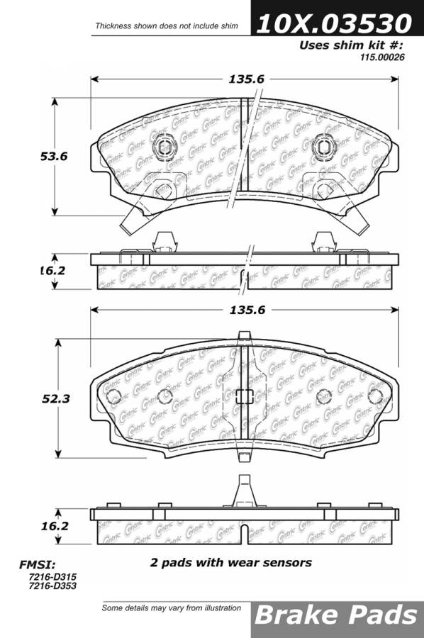 102.03530 CTek Brake Pads Centric Pair