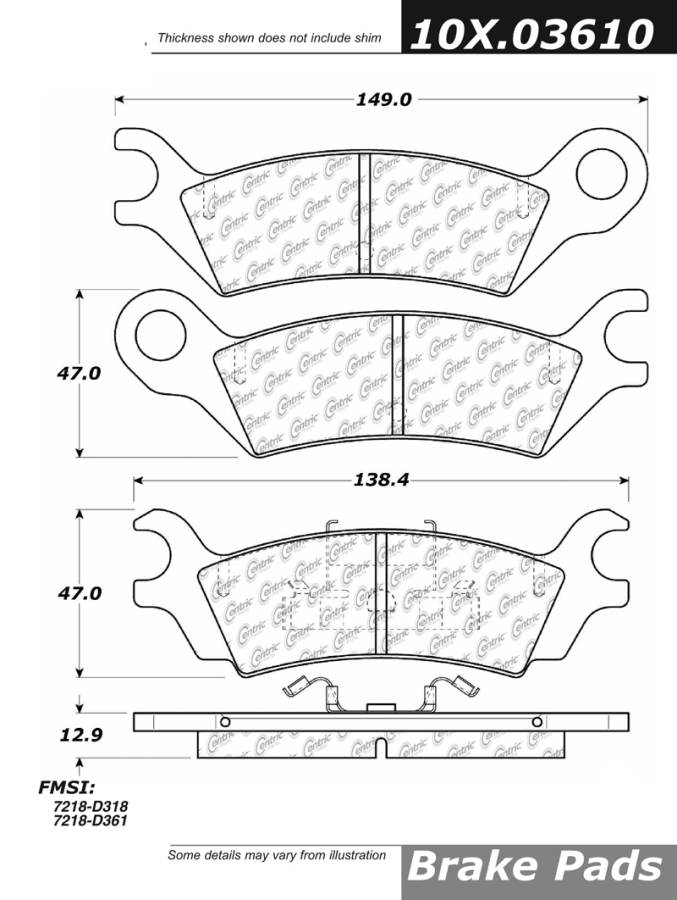 102.03610 CTek Brake Pads Centric Pair