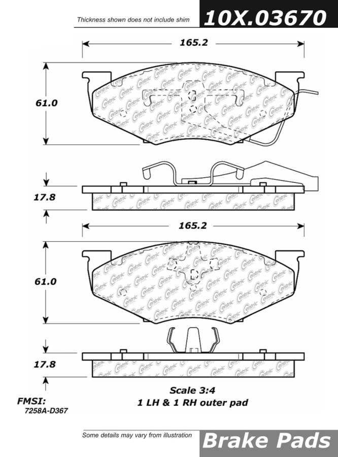 102.03670 CTek Brake Pads Centric Pair