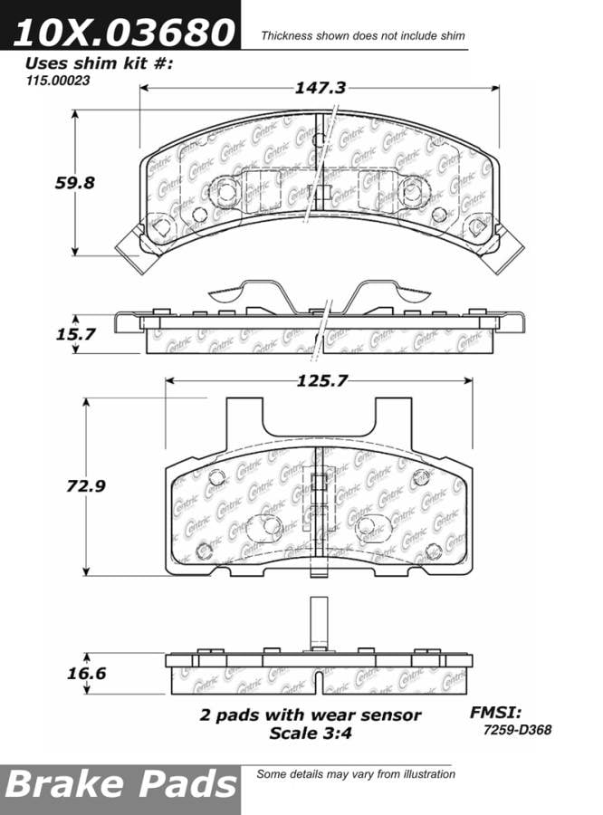 102.03680 CTek Brake Pads Centric Pair