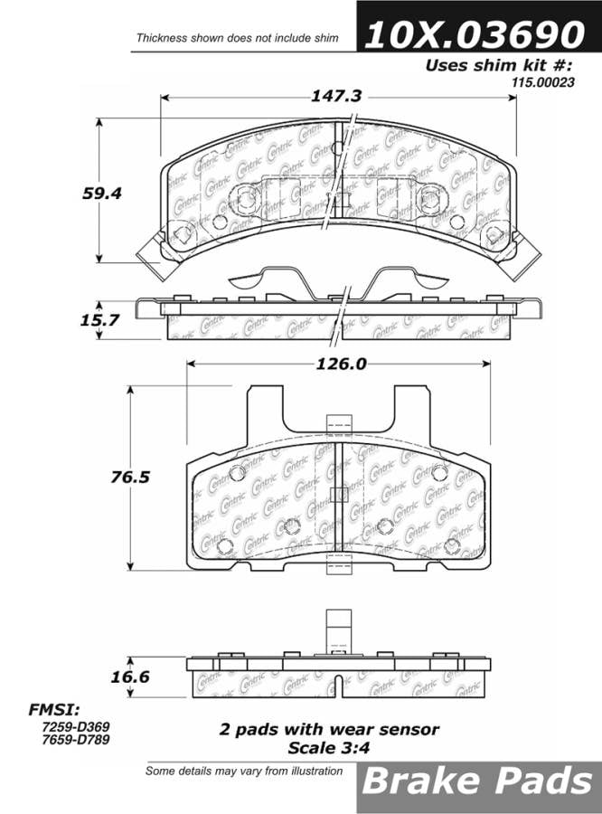 102.03690 CTek Brake Pads Centric Pair