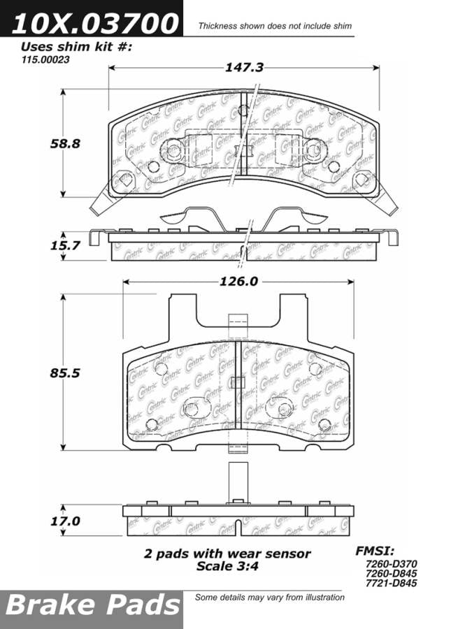 102.03700 CTek Brake Pads Centric Pair