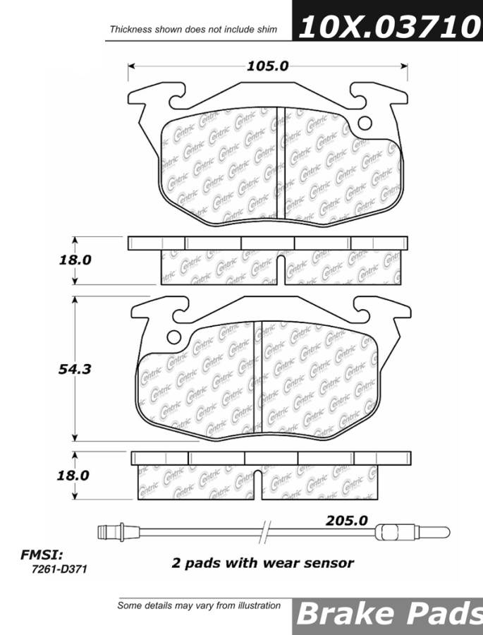 102.03710 CTek Brake Pads Centric Pair