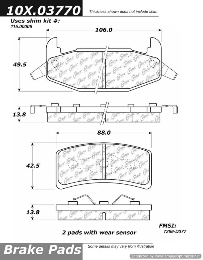 102.03770 CTek Brake Pads Centric Pair