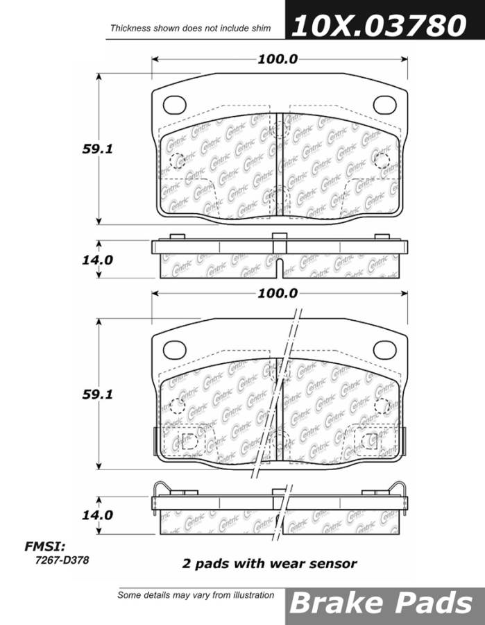 102.03780 CTek Brake Pads Centric Pair