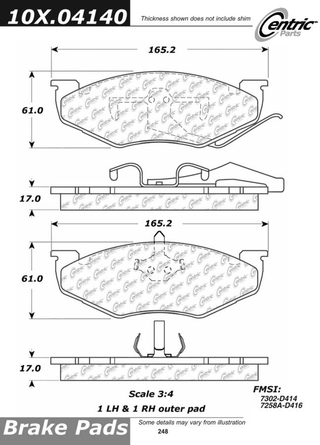 102.04140 CTek Brake Pads Centric Pair