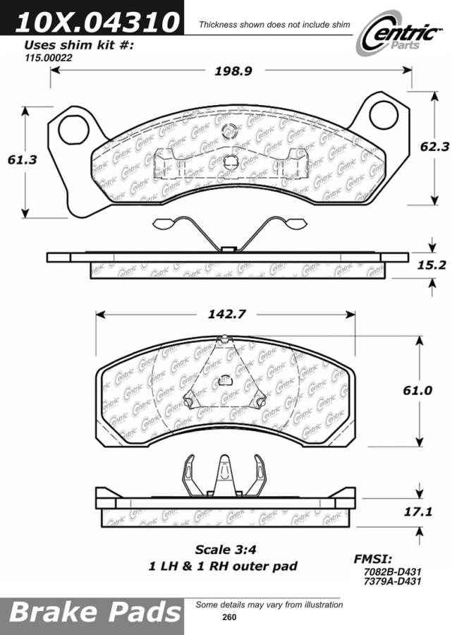 102.04310 CTek Brake Pads Centric Pair