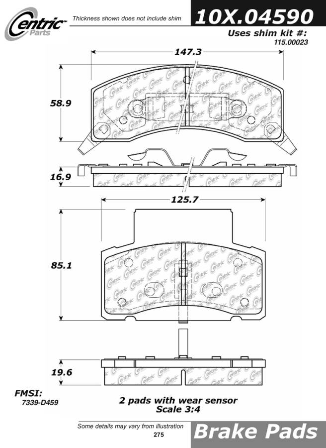 102.04590 CTek Brake Pads Centric Pair