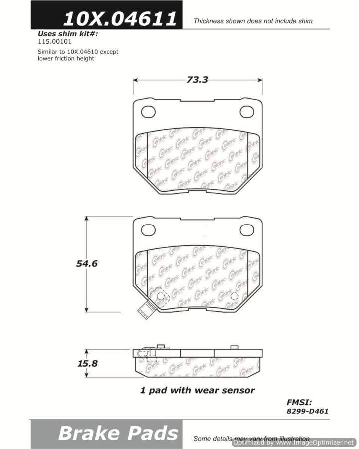 104.04611 PosiQuiet Semi Met Pads Centric Pair