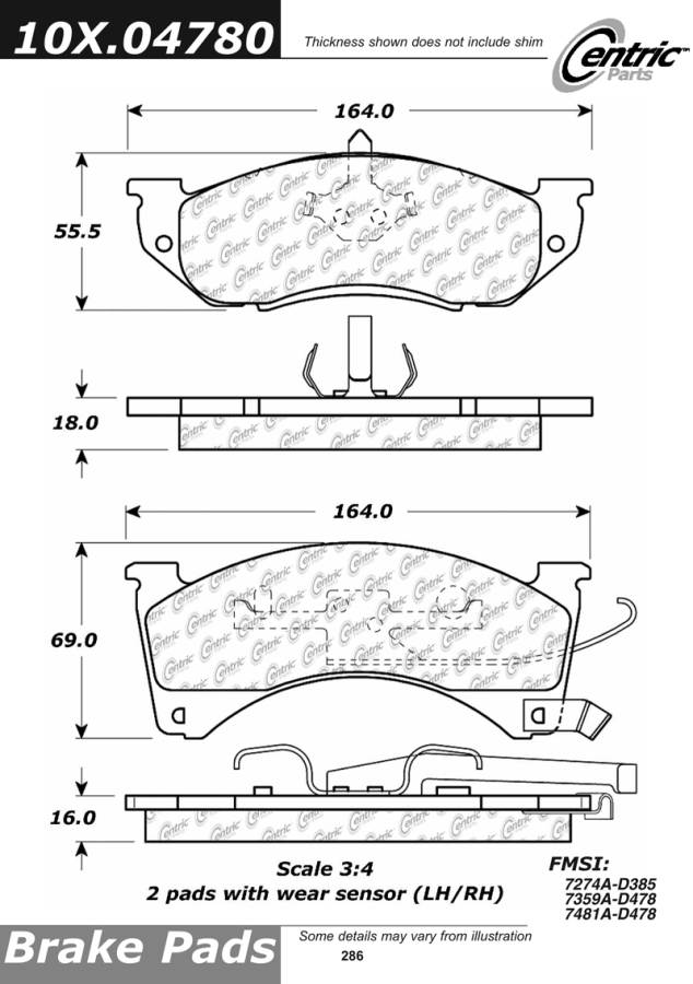 102.04780 CTek Brake Pads Centric Pair