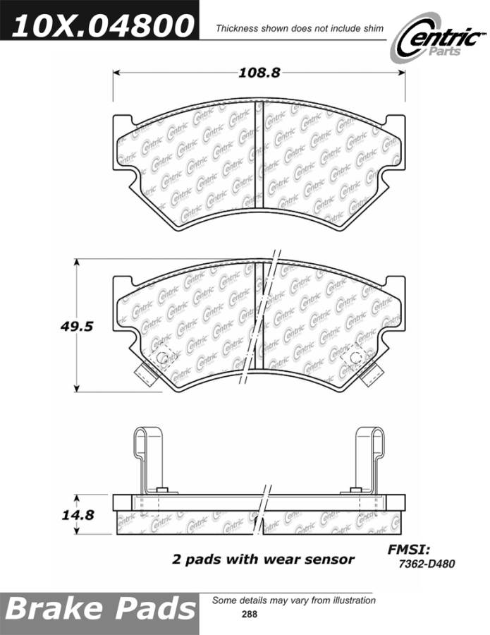 102.04800 CTek Brake Pads Centric Pair