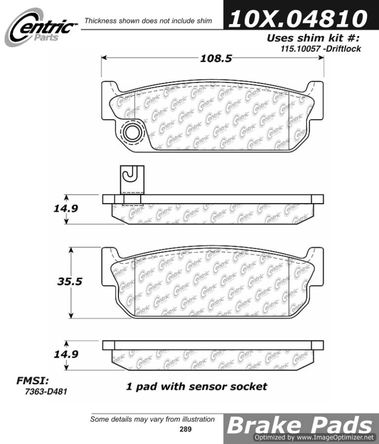 102.04810 CTek Brake Pads Centric Pair