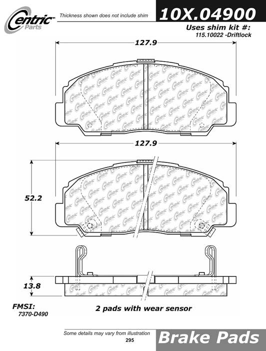 102.04900 CTek Brake Pads Centric Pair