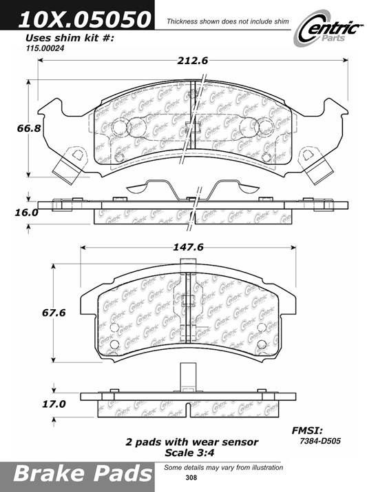 102.05050 CTek Brake Pads Centric Pair