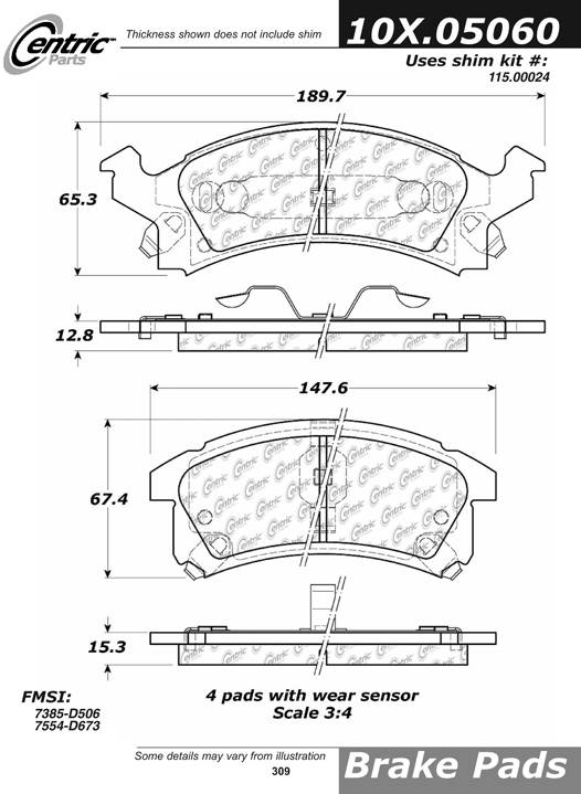 102.05060 CTek Brake Pads Centric Pair