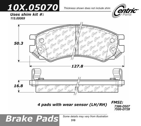 102.05070 CTek Brake Pads Centric Pair