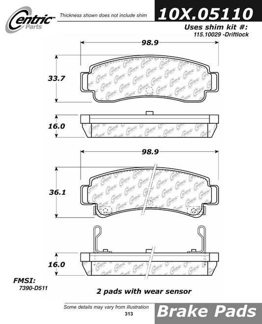 102.05110 CTek Brake Pads Centric Pair