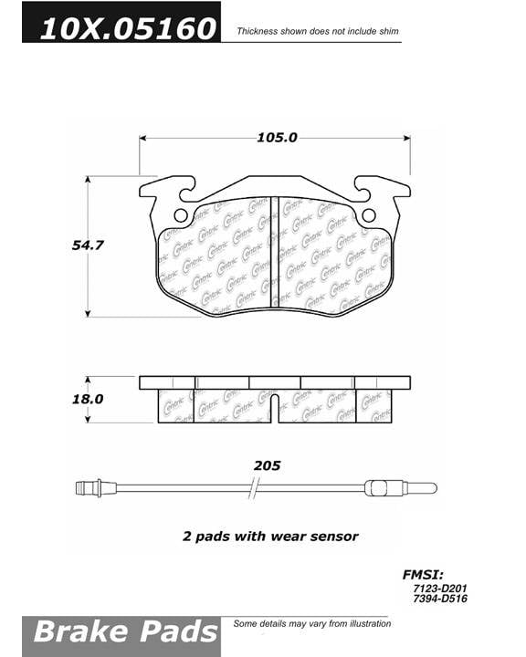 102.05160 CTek Brake Pads Centric Pair